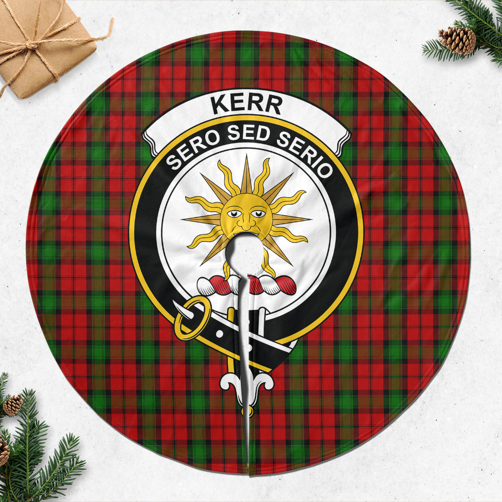 Kerr Tartan Christmas Tree Skirt with Family Crest - Tartanvibesclothing