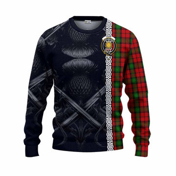 Kerr Tartan Knitted Sweater with Family Crest Cross Sword Thistle Celtic Vibes