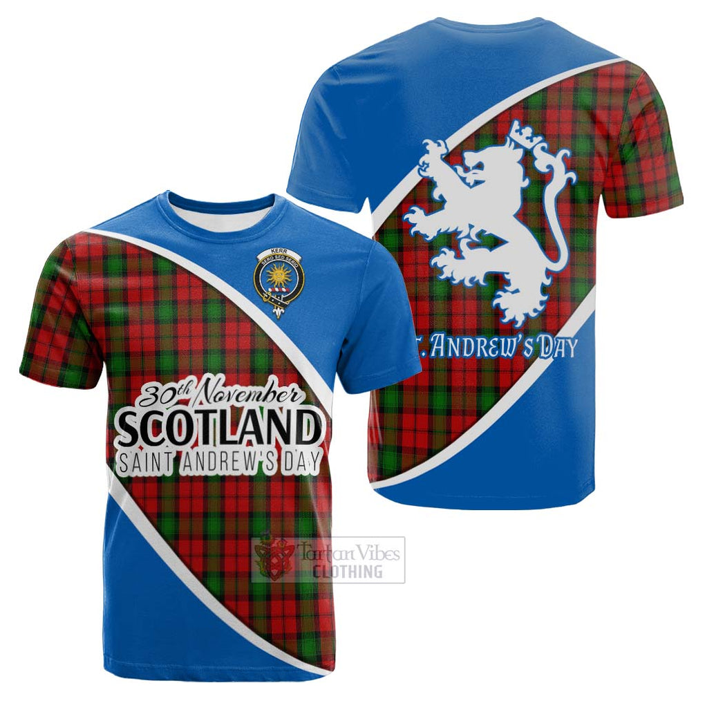 Tartan Vibes Clothing Kerr Family Crest Tartan Cotton T-shirt Celebrate Saint Andrew's Day in Style