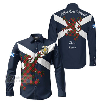 Kerr Tartan Lion Rampant Long Sleeve Button Shirt Proudly Display Your Heritage with Alba Gu Brath and Clan Name