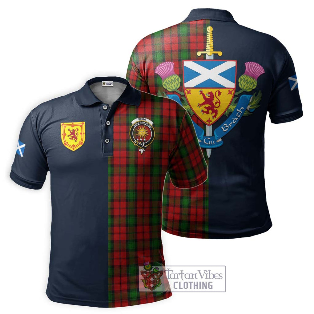 Tartan Vibes Clothing Kerr Tartan Polo Shirt with Scottish Lion Royal Arm Half Style