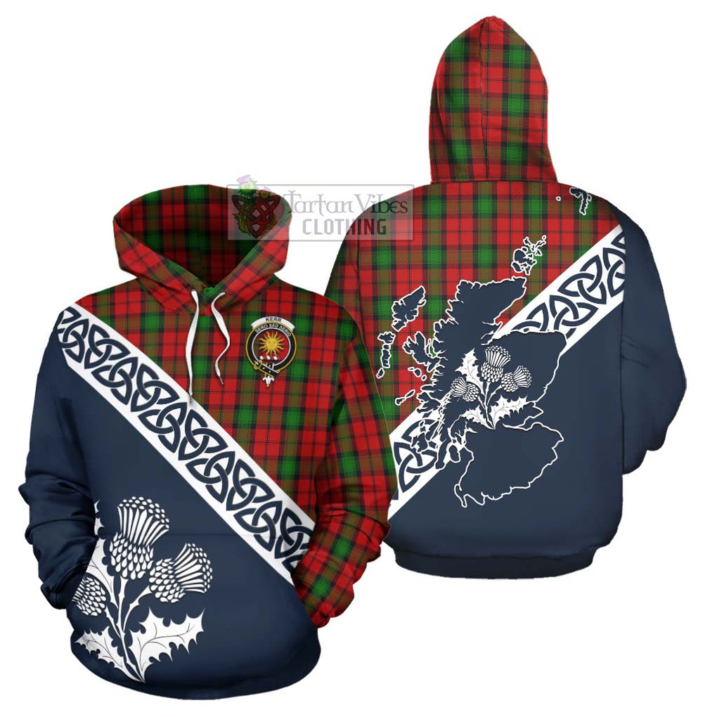 Tartan Vibes Clothing Kerr Tartan Hoodie Featuring Thistle and Scotland Map