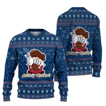 Kerr Clan Christmas Family Ugly Sweater with Funny Gnome Playing Bagpipes