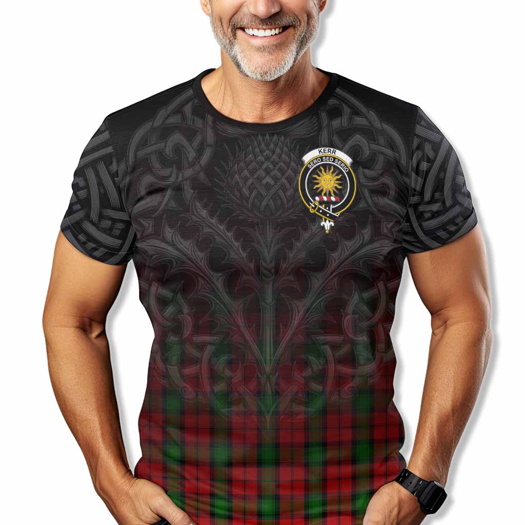 Tartan Vibes Clothing Kerr Tartan T-Shirt with Family Crest Celtic Thistle Vibes