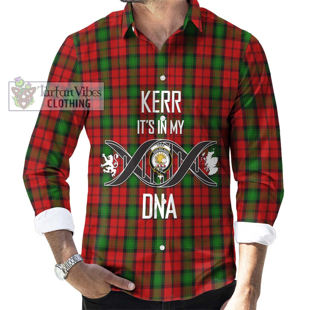 Kerr Tartan Long Sleeve Button Shirt with Family Crest DNA In Me Style Men's Shirt S - Tartanvibesclothing Shop