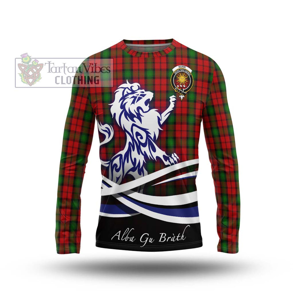 Kerr Tartan Long Sleeve T-Shirt with Alba Gu Brath Regal Lion Emblem Unisex - Tartanvibesclothing Shop