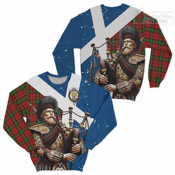 Kerr Tartan Sweatshirt with Family Crest Scottish Bagpiper Vibes