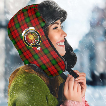 Kerr Tartan Winter Trapper Hat with Family Crest