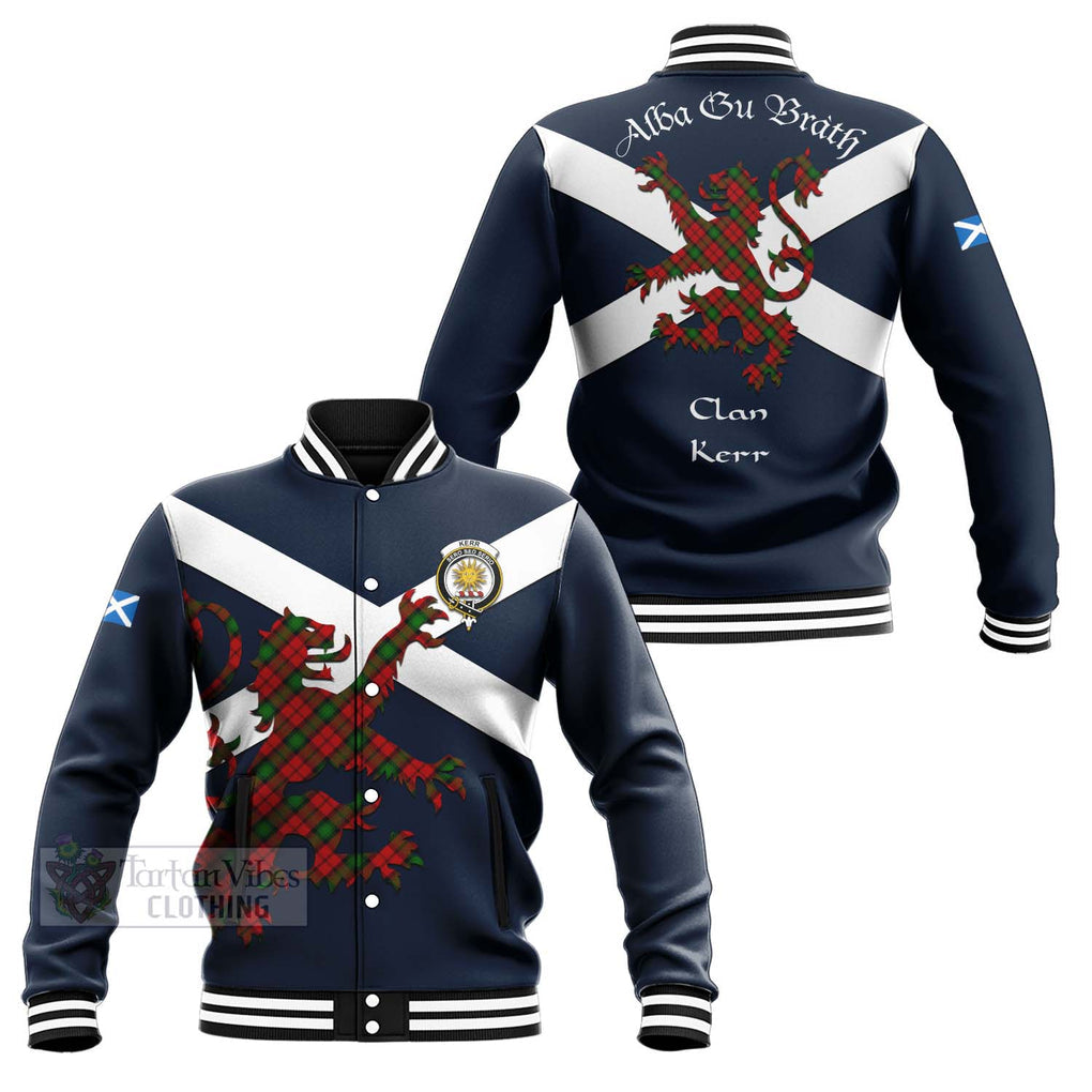Kerr Tartan Lion Rampant Baseball Jacket Proudly Display Your Heritage with Alba Gu Brath and Clan Name Unisex - Tartan Vibes Clothing
