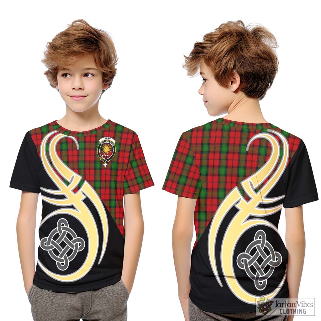 Kerr Tartan Kid T-Shirt with Family Crest and Celtic Symbol Style Youth XL Size14 - Tartan Vibes Clothing