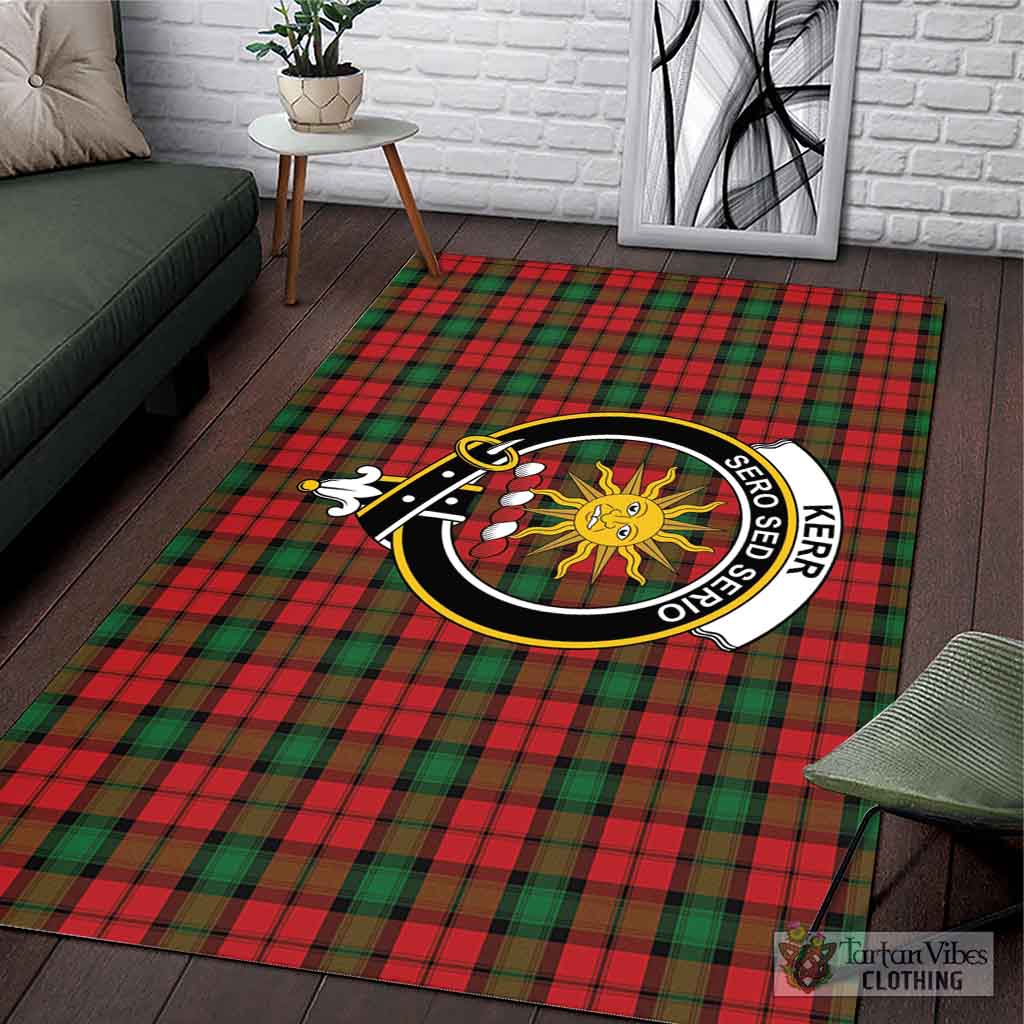 Tartan Vibes Clothing Kerr Tartan Area Rug with Family Crest