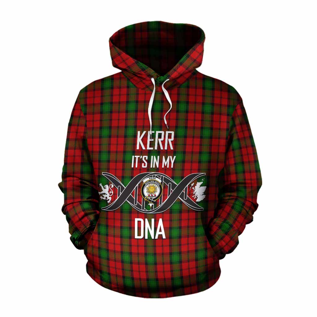 Tartan Vibes Clothing Kerr Tartan Cotton Hoodie with Family Crest DNA In Me Style