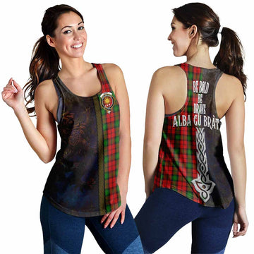 Kerr Tartan Family Crest Women's Racerback Tanks Alba Gu Brath Be Brave Lion Ancient Style 4XL - Tartan Vibes Clothing