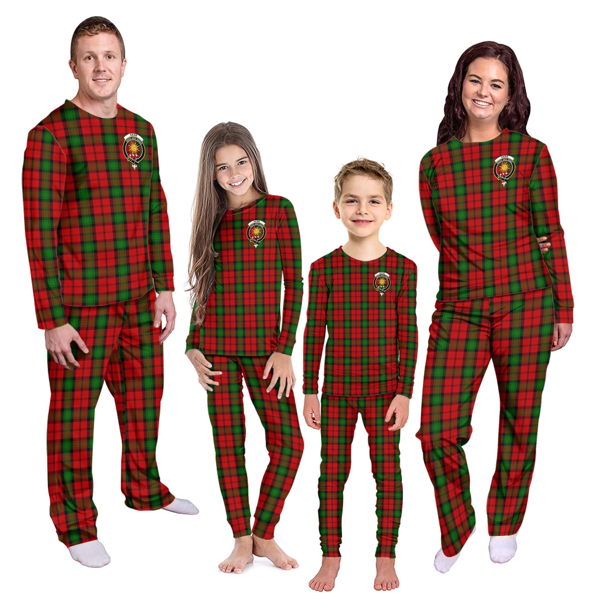 Kerr Tartan Pajamas Family Set with Family Crest - Tartanvibesclothing