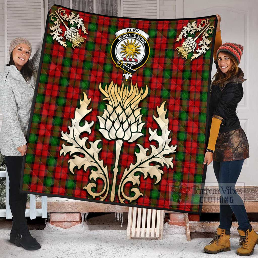 Tartan Vibes Clothing Kerr Tartan Quilt with Family Crest and Golden Thistle Style