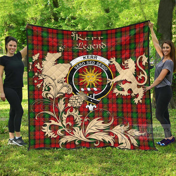 Kerr Tartan Quilt with Family Crest and Scottish Symbol Style