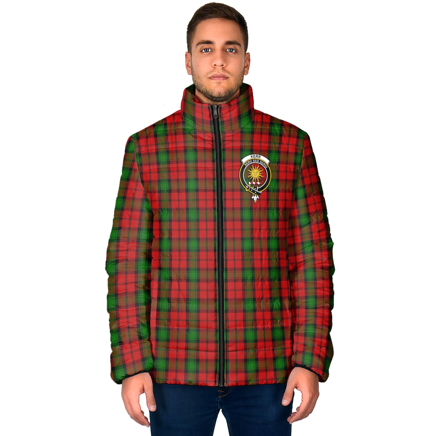 Kerr Tartan Padded Jacket with Family Crest - Tartan Vibes Clothing