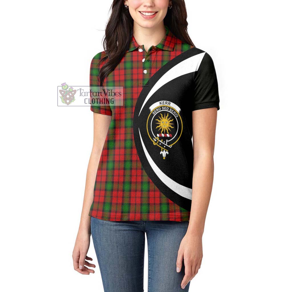 Kerr Tartan Women's Polo Shirt with Family Crest Circle Style - Tartan Vibes Clothing