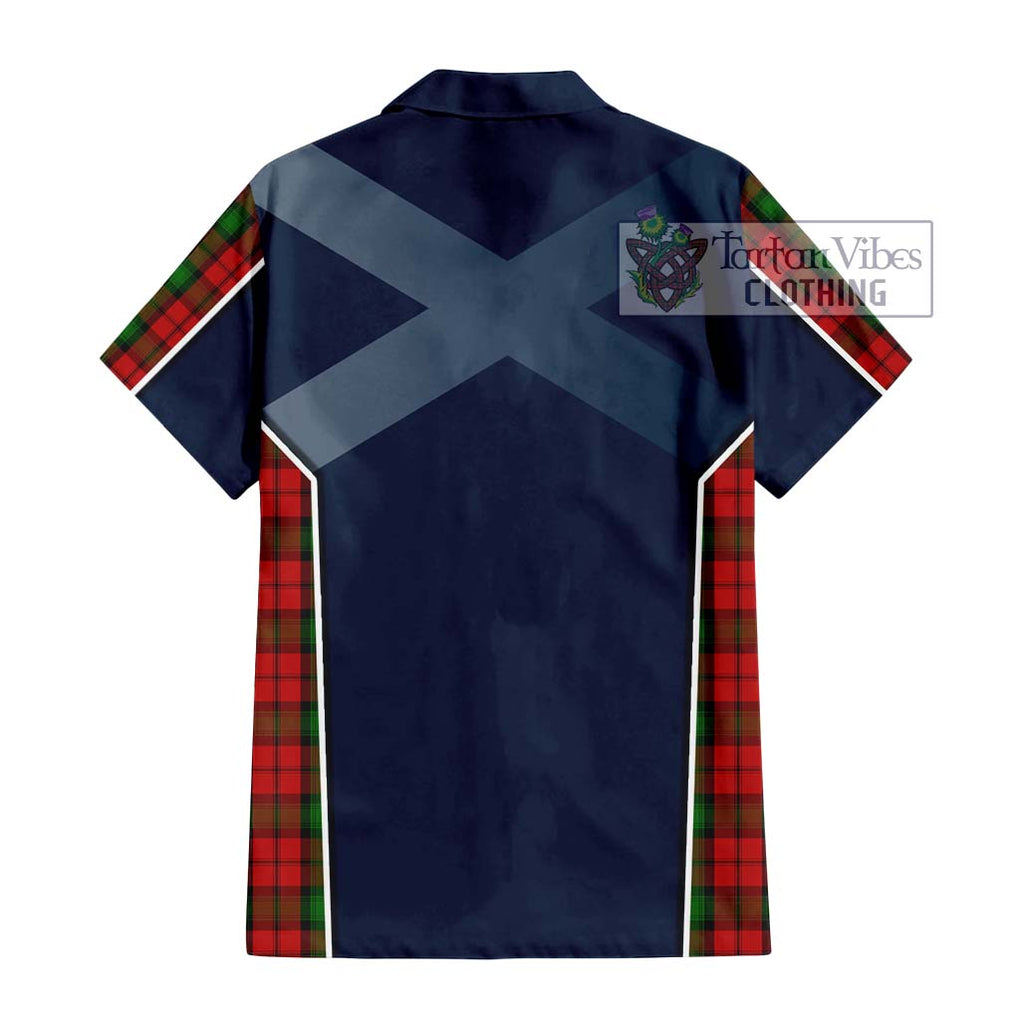 Kerr Tartan Short Sleeve Button Shirt with Family Crest and Lion Rampant Vibes Sport Style - Tartan Vibes Clothing