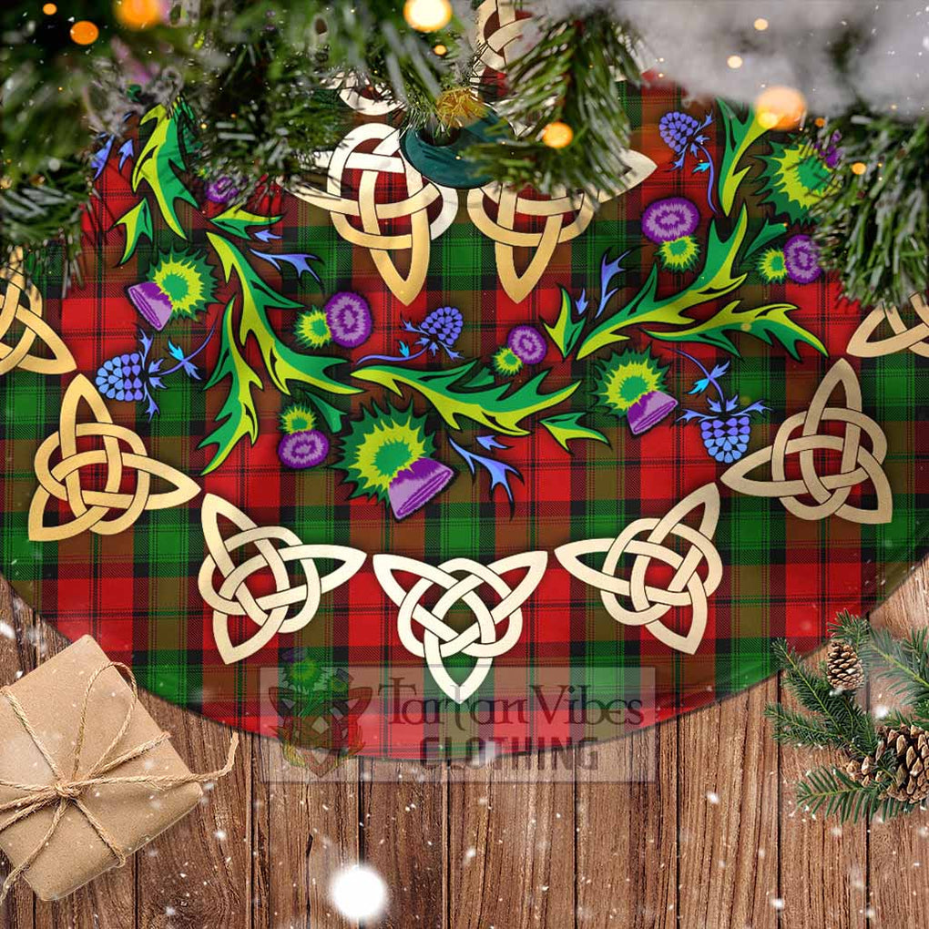 Tartan Vibes Clothing Kerr Tartan Christmas Tree Skirt with Thistle Celtic Knot Style