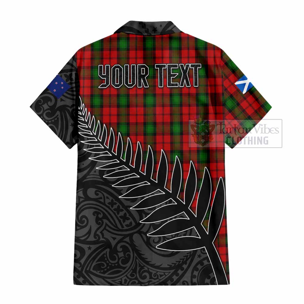 Tartan Vibes Clothing Kerr Crest Tartan Short Sleeve Button Shirt with New Zealand Silver Fern Half Style