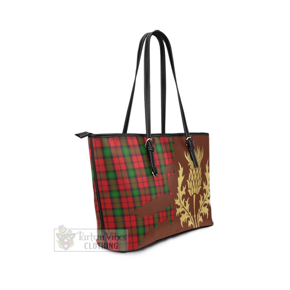Kerr Tartan Leather Tote Bag Gold Thistle Style - Tartan Vibes Clothing