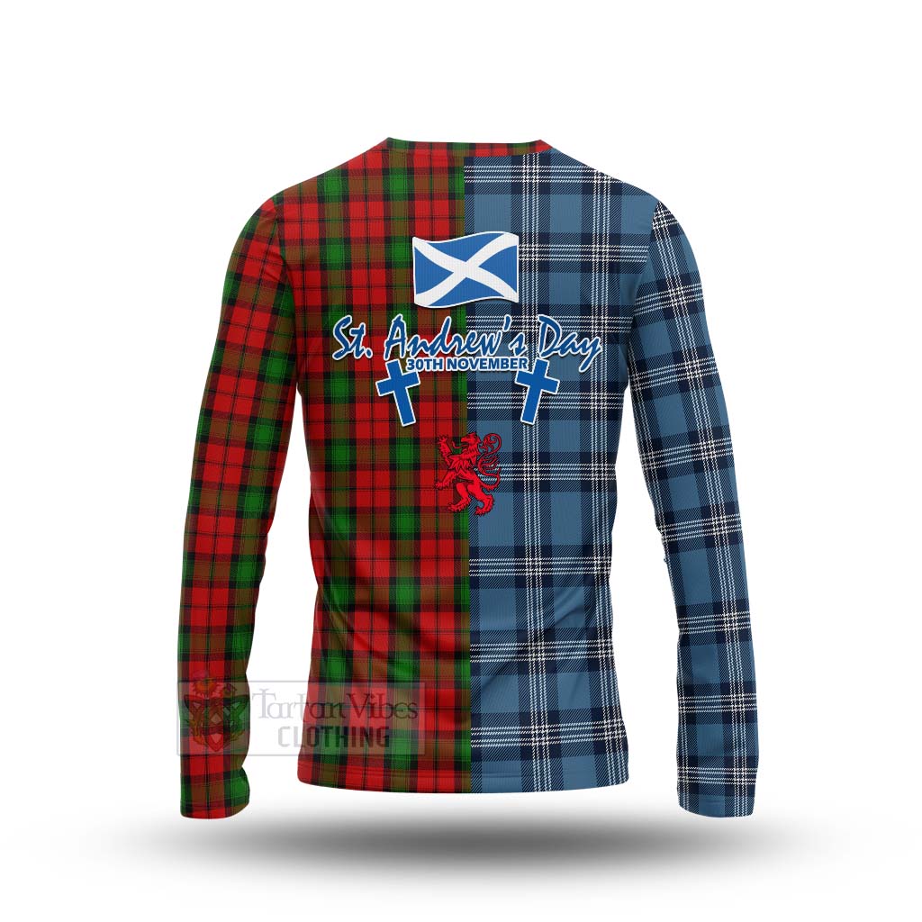 Tartan Vibes Clothing Kerr Tartan Long Sleeve T-Shirt Happy St. Andrew's Day Half Tartan Style