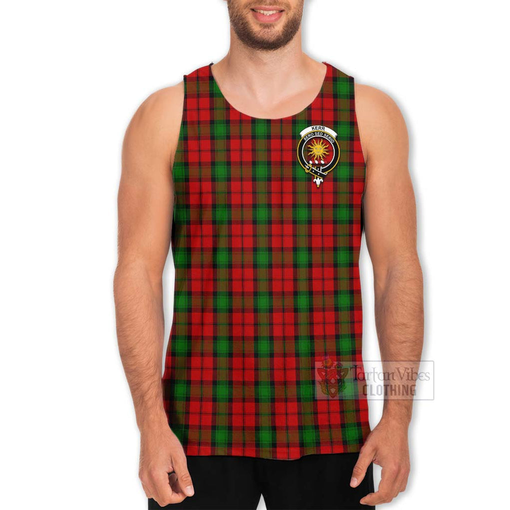 Tartan Vibes Clothing Kerr Tartan Men's Tank Top with Family Crest Celtic Skull Style