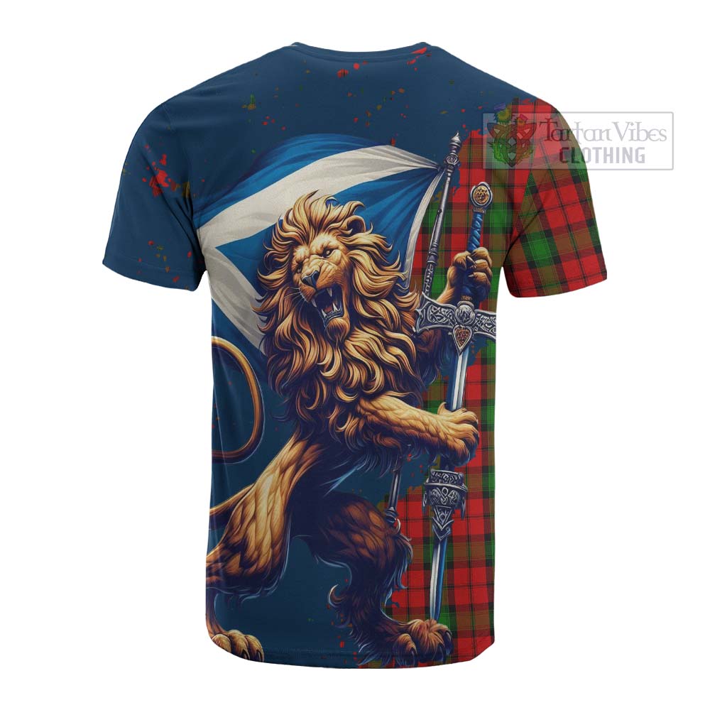 Tartan Vibes Clothing Kerr Tartan Family Crest Cotton T-shirt with Scottish Majestic Lion