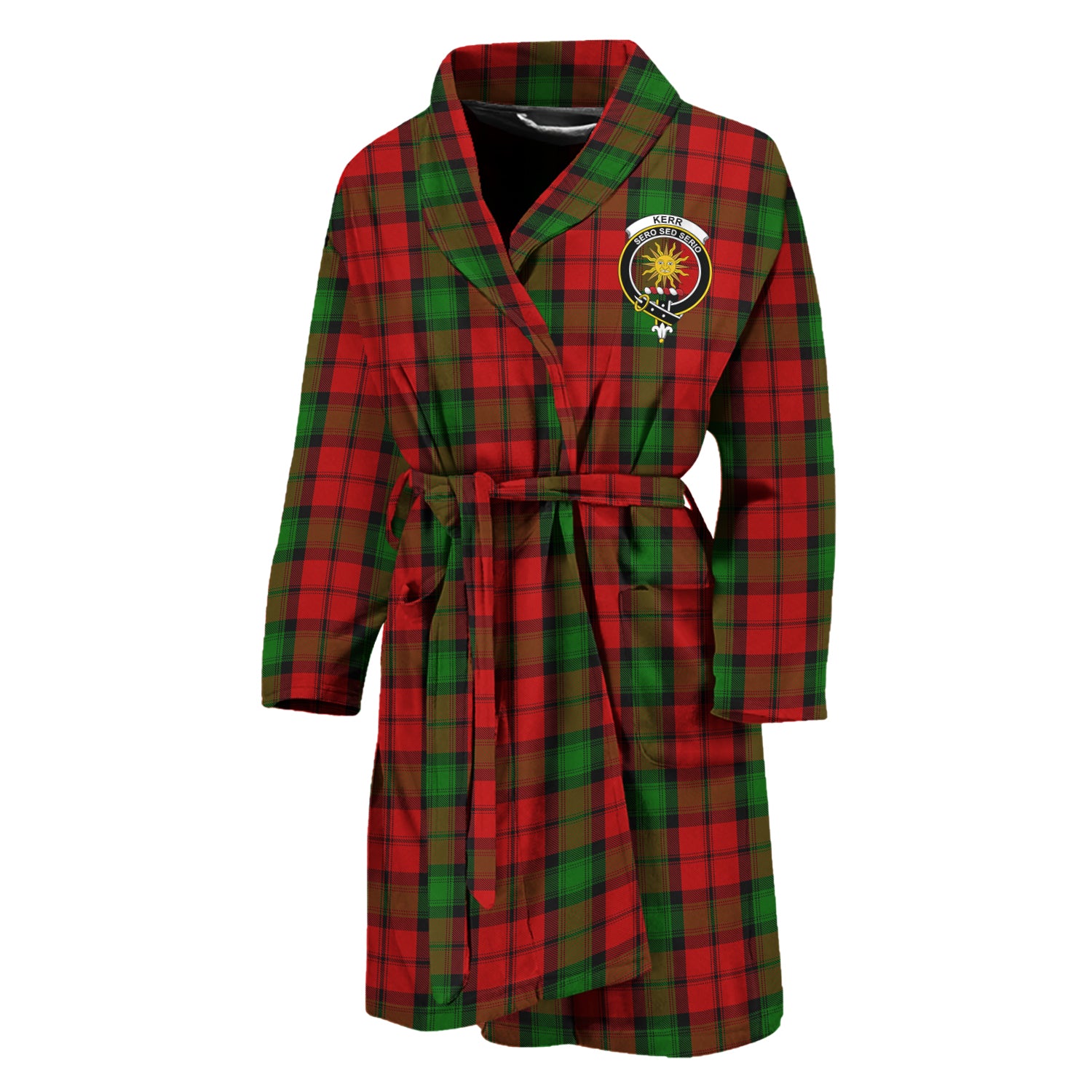 Kerr Tartan Bathrobe with Family Crest Unisex M - Tartan Vibes Clothing