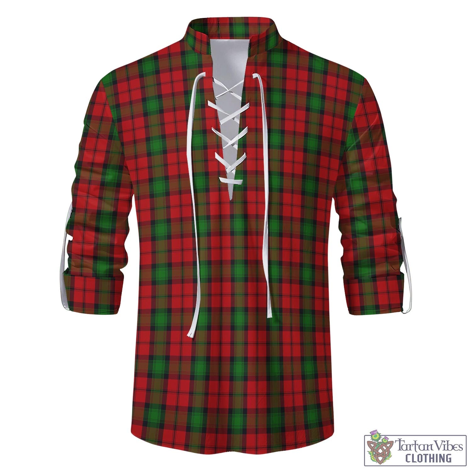 Tartan Vibes Clothing Kerr Tartan Men's Scottish Traditional Jacobite Ghillie Kilt Shirt