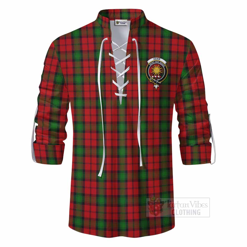 Tartan Vibes Clothing Kerr Tartan Ghillie Kilt Shirt with Family Crest DNA In Me Style