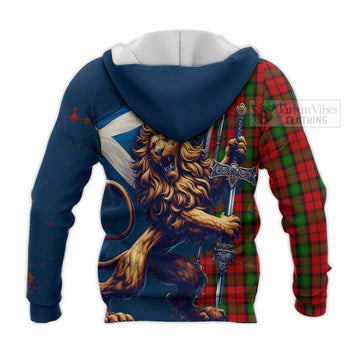 Kerr Tartan Family Crest Knitted Hoodie with Scottish Majestic Lion