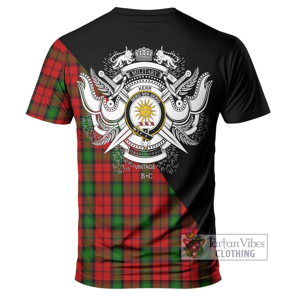 Kerr Tartan T-Shirt with Family Crest and Military Logo Style - Tartanvibesclothing Shop