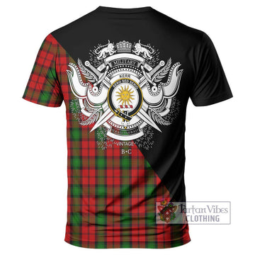 Kerr Tartan T-Shirt with Family Crest and Military Logo Style