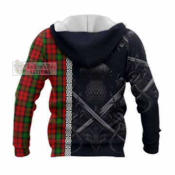 Kerr Tartan Knitted Hoodie with Family Crest Cross Sword Thistle Celtic Vibes