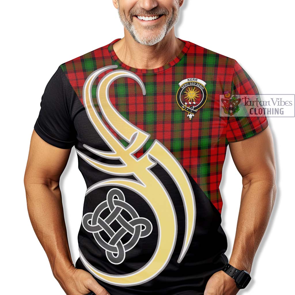 Tartan Vibes Clothing Kerr Tartan T-Shirt with Family Crest and Celtic Symbol Style