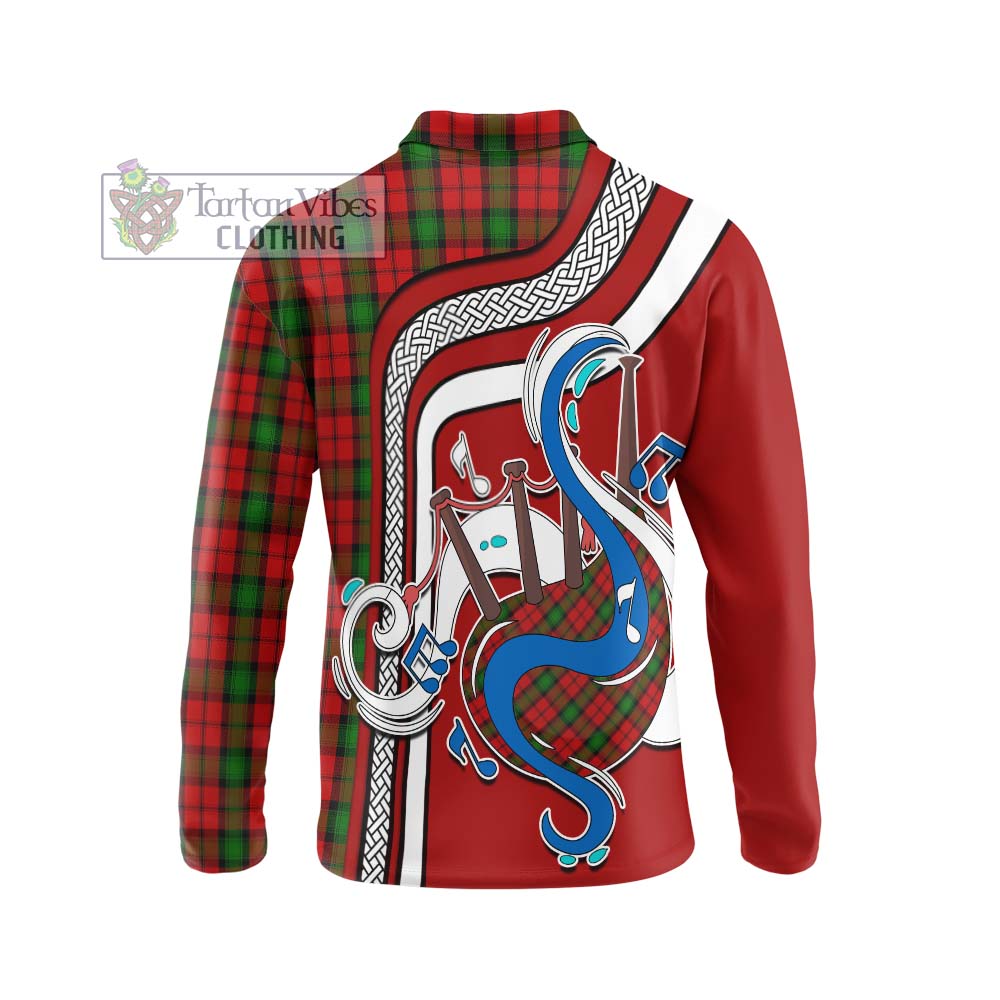 Tartan Vibes Clothing Kerr Tartan Long Sleeve Polo Shirt with Epic Bagpipe Style