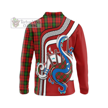 Kerr Tartan Long Sleeve Polo Shirt with Epic Bagpipe Style