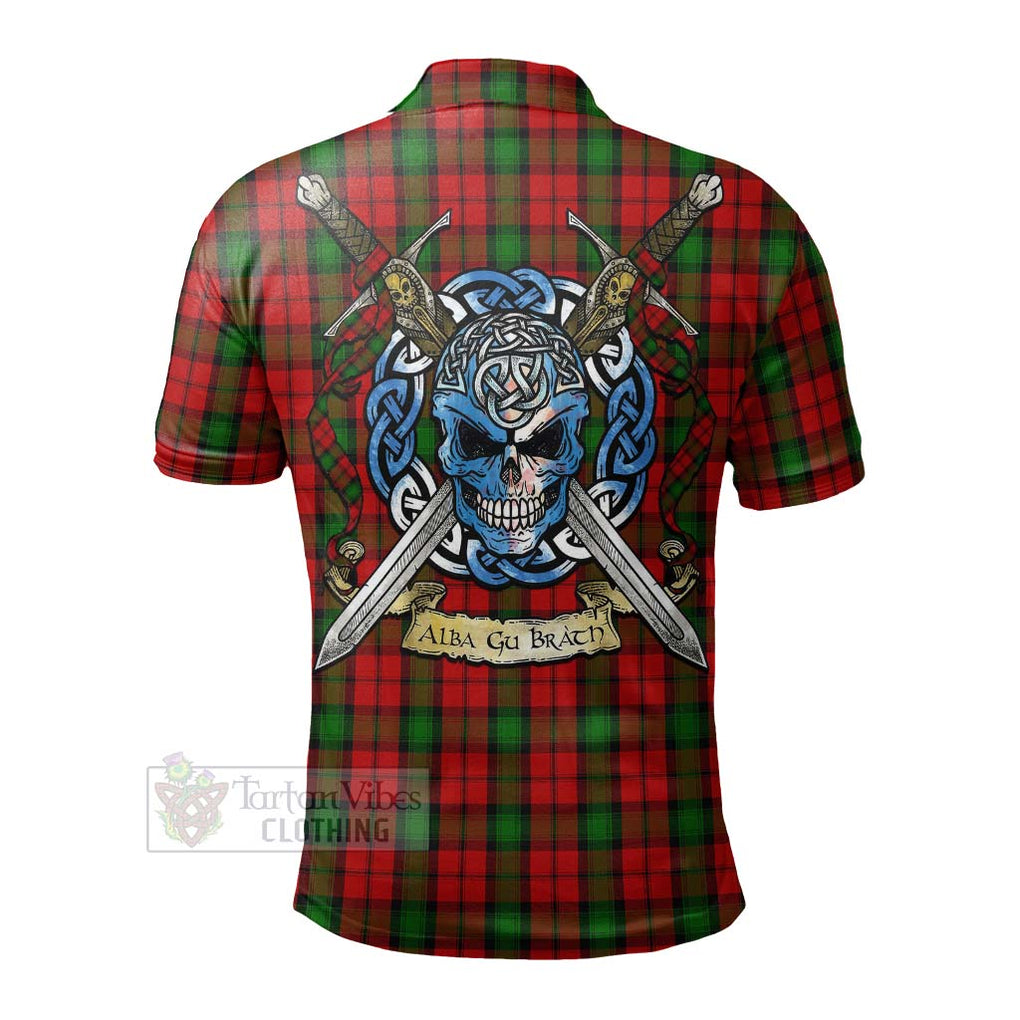 Tartan Vibes Clothing Kerr Tartan Polo Shirt with Family Crest Celtic Skull Style