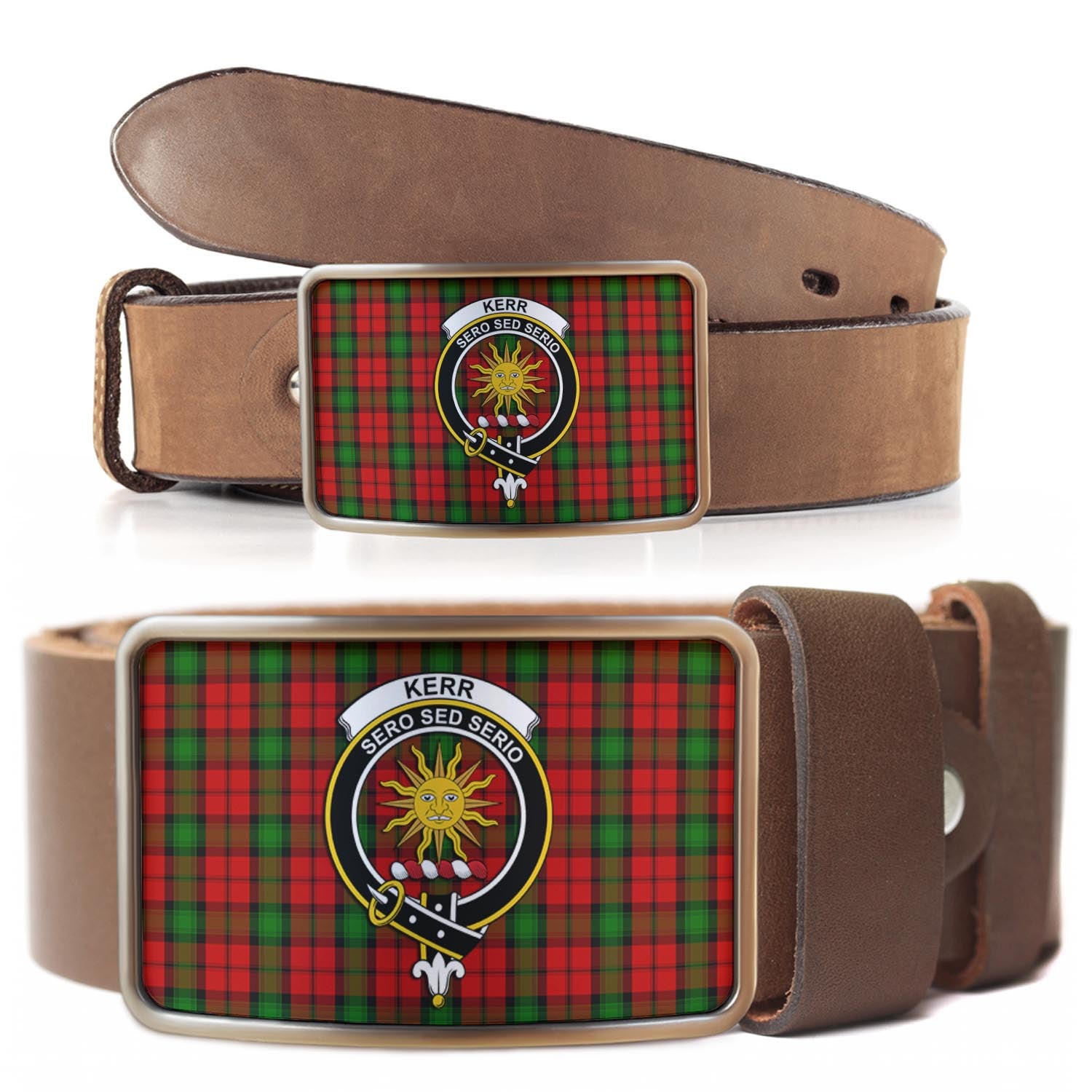 Kerr Tartan Belt Buckles with Family Crest - Tartan Vibes Clothing