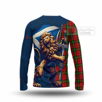 Kerr Tartan Family Crest Long Sleeve T-Shirt with Scottish Majestic Lion