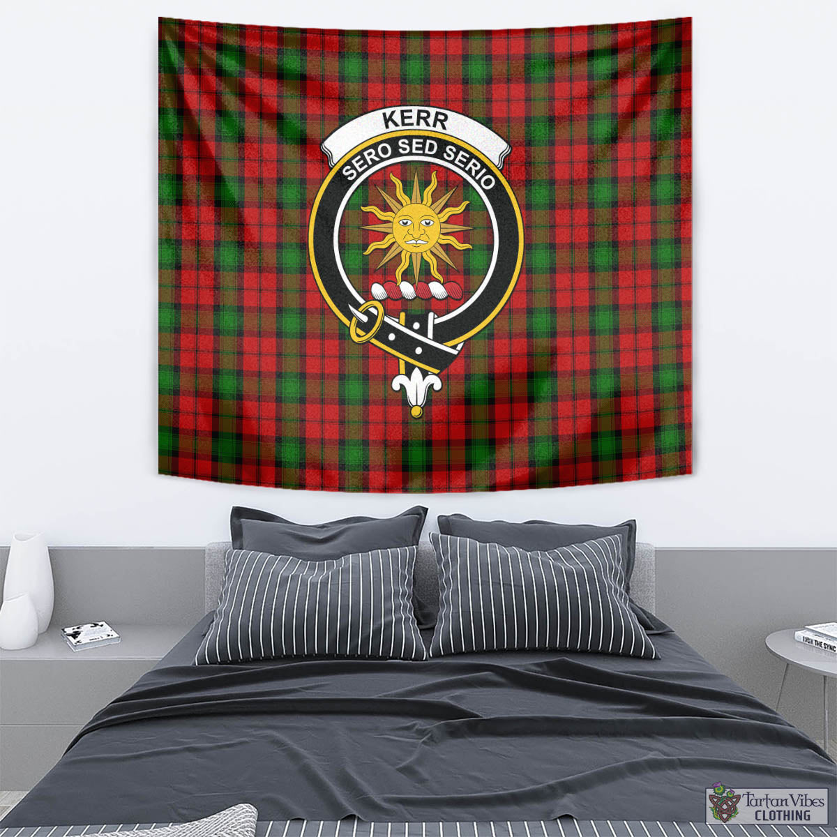 Tartan Vibes Clothing Kerr Tartan Tapestry Wall Hanging and Home Decor for Room with Family Crest