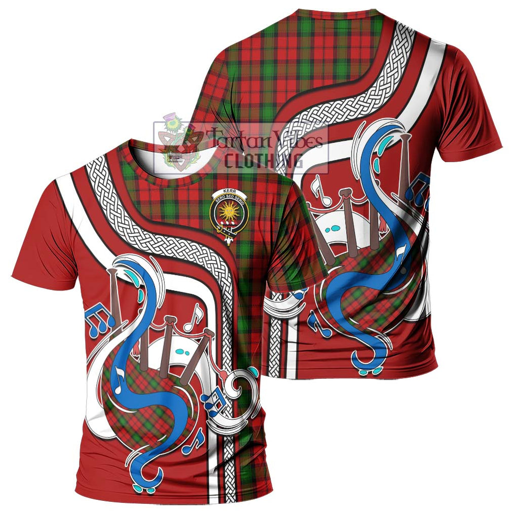 Kerr Tartan T-Shirt with Epic Bagpipe Style - Tartanvibesclothing Shop