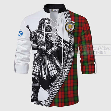 Kerr Tartan Clan Crest Ghillie Kilt Shirt with Highlander Warrior Celtic Style