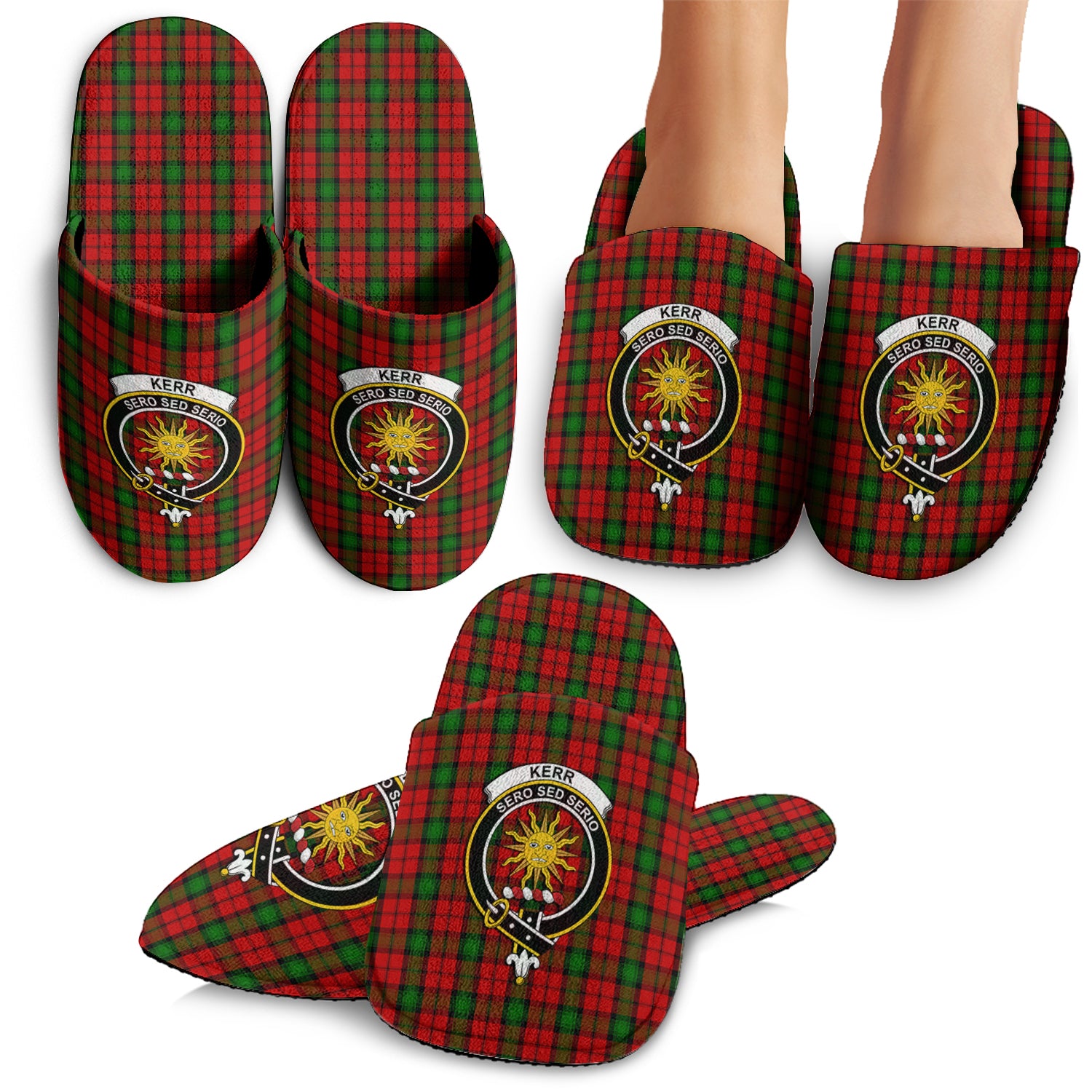 Kerr Tartan Home Slippers with Family Crest - Tartanvibesclothing