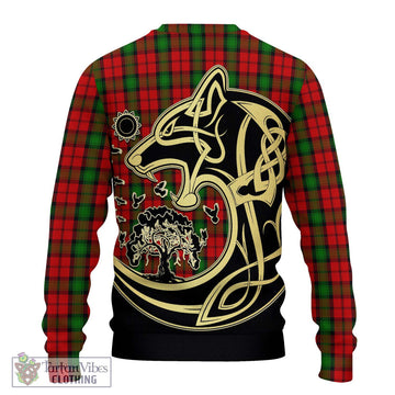 Kerr Tartan Ugly Sweater with Family Crest Celtic Wolf Style