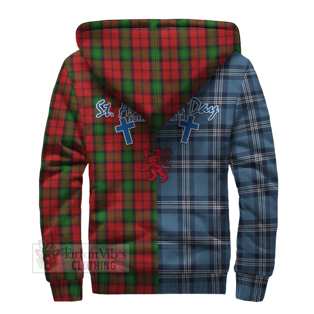 Tartan Vibes Clothing Kerr Tartan Sherpa Hoodie Happy St. Andrew's Day Half Tartan Style