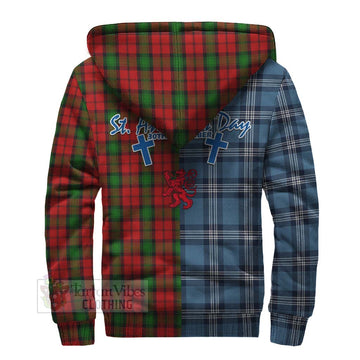 Kerr Tartan Sherpa Hoodie Happy St. Andrew's Day Half Tartan Style