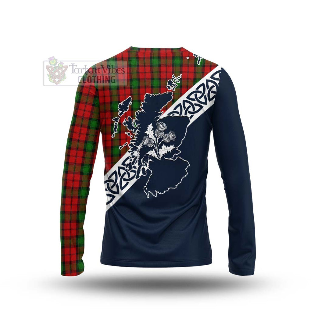 Tartan Vibes Clothing Kerr Tartan Long Sleeve T-Shirt Featuring Thistle and Scotland Map